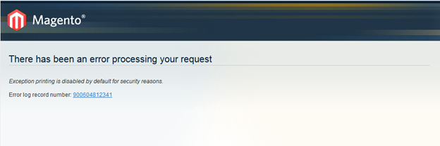 exception printing is disabled by default for security reasons. magento 2