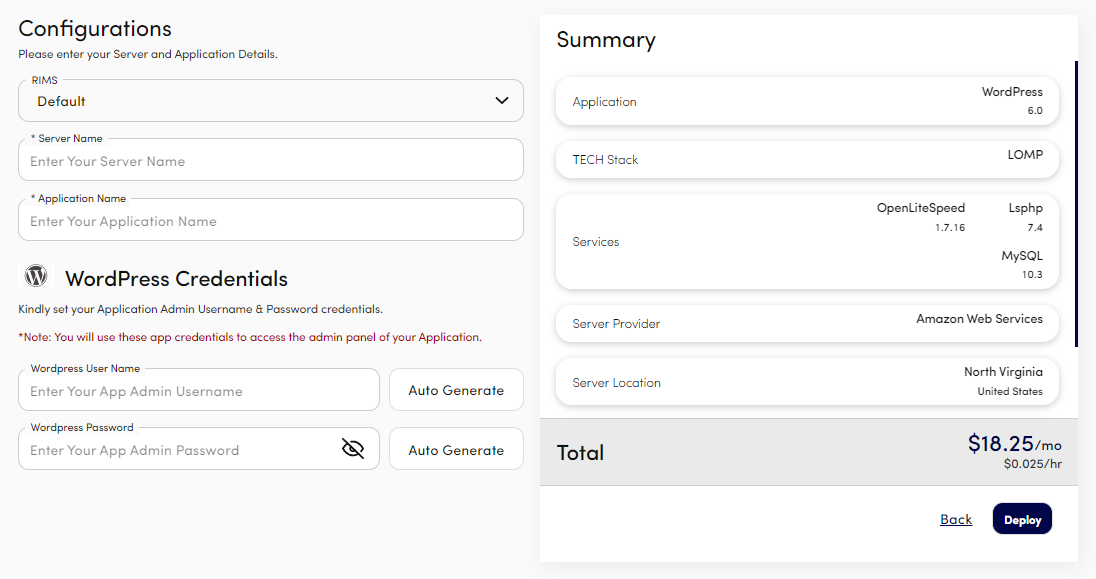 Devrims Dashboard - Configuration page