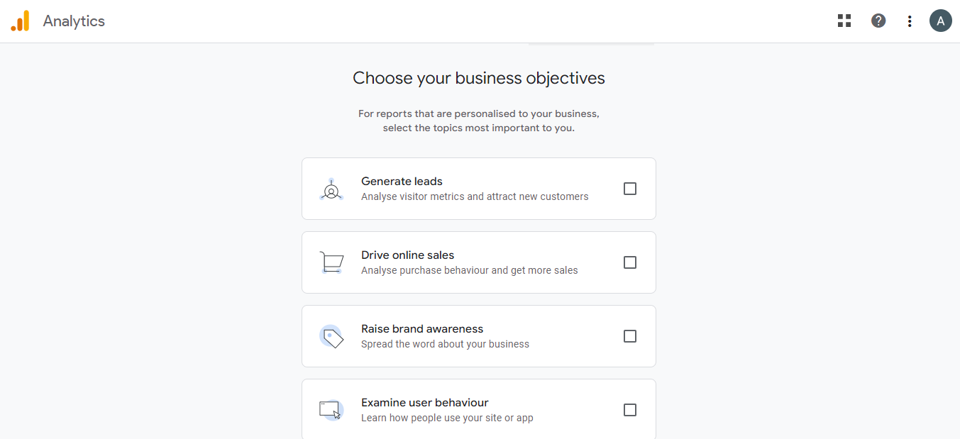 Setting Up Google Analytics 4 on PHP Site - Adding Business Objectives