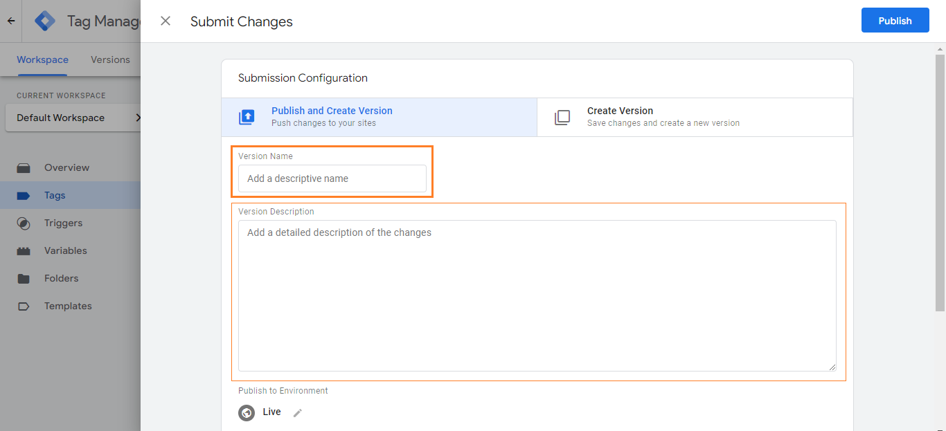 Setting Up Google Analytics 4 on PHP Site - Submit and Publish Tag