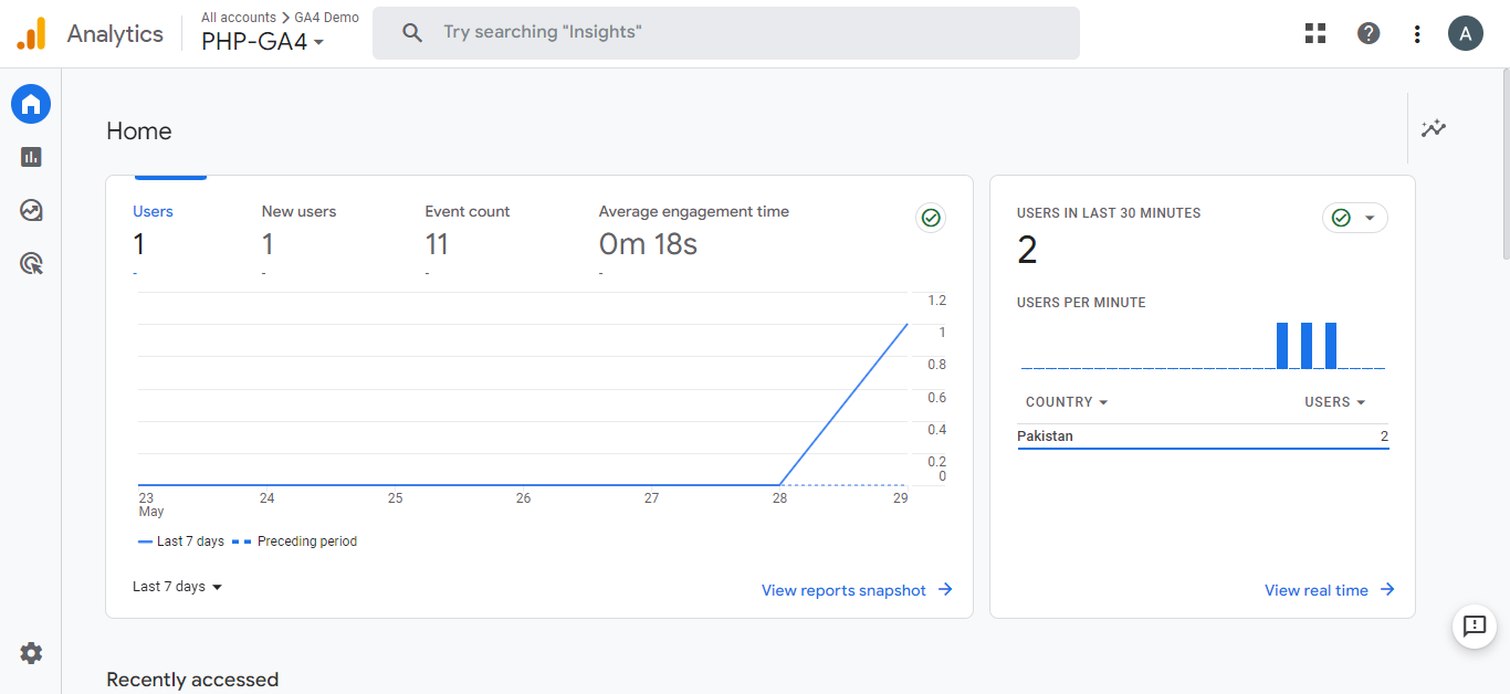 Setting Up Google Analytics 4 on PHP Site - Testing