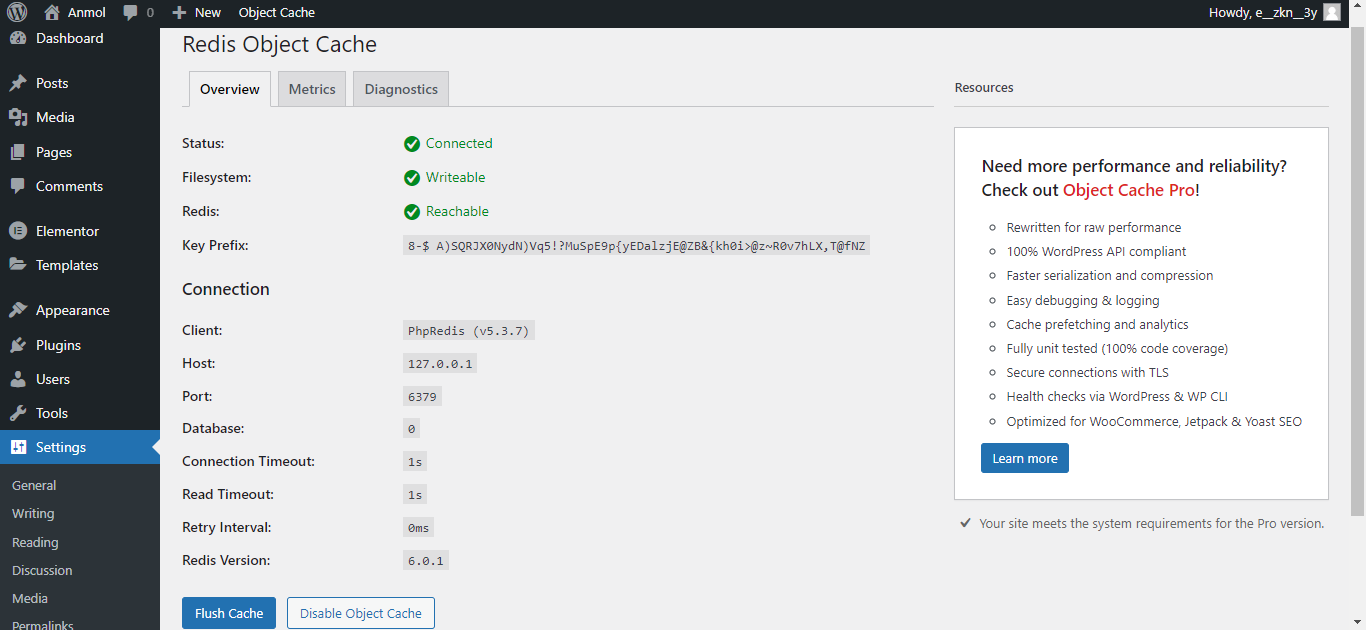 Redis configuration - Connected