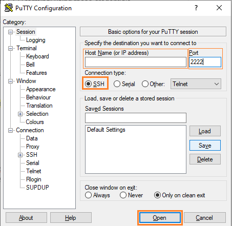 PUTTY software