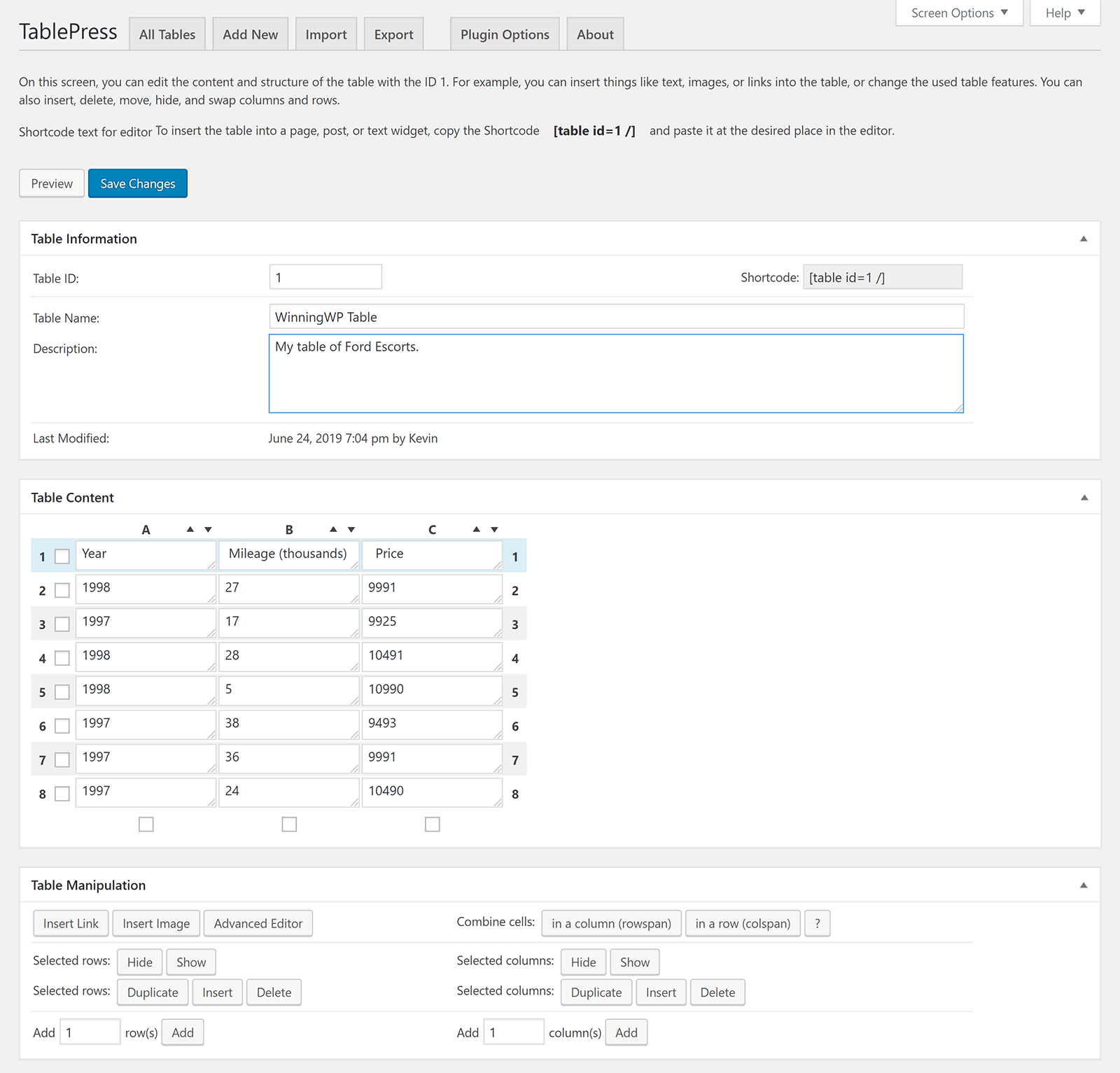 wp data tables