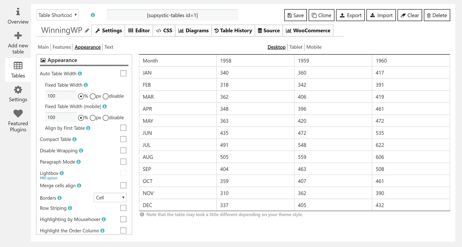 wp data tables