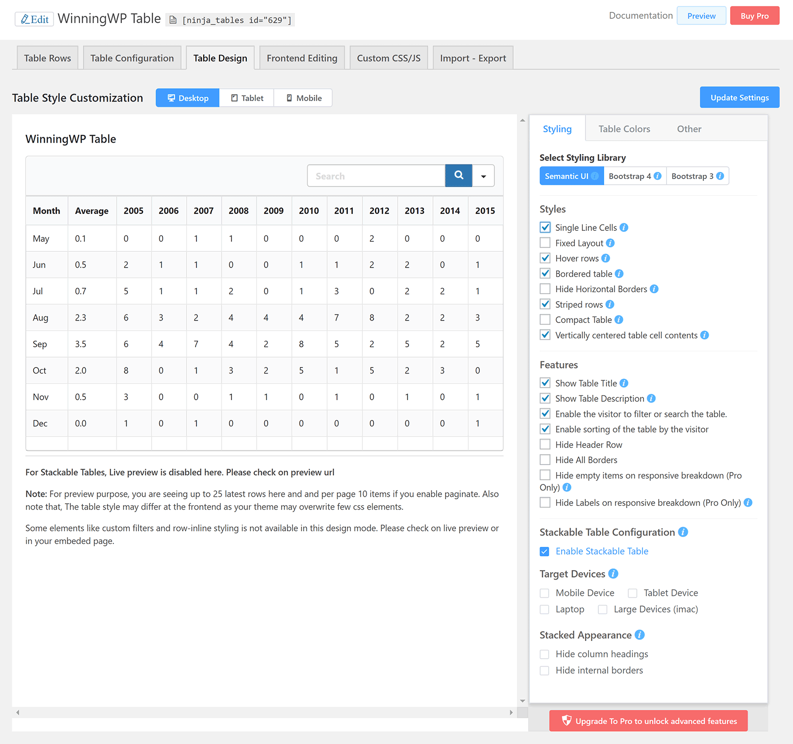 wp data tables