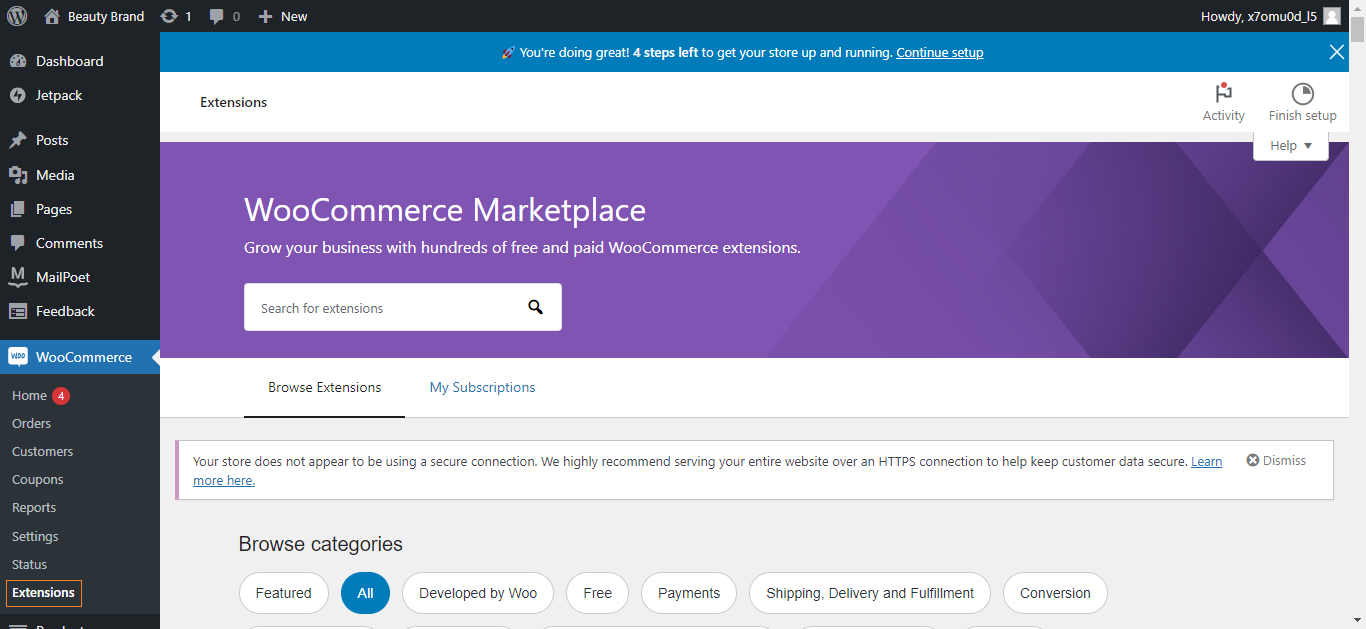 woocommerce guide - woocommerce dashboard