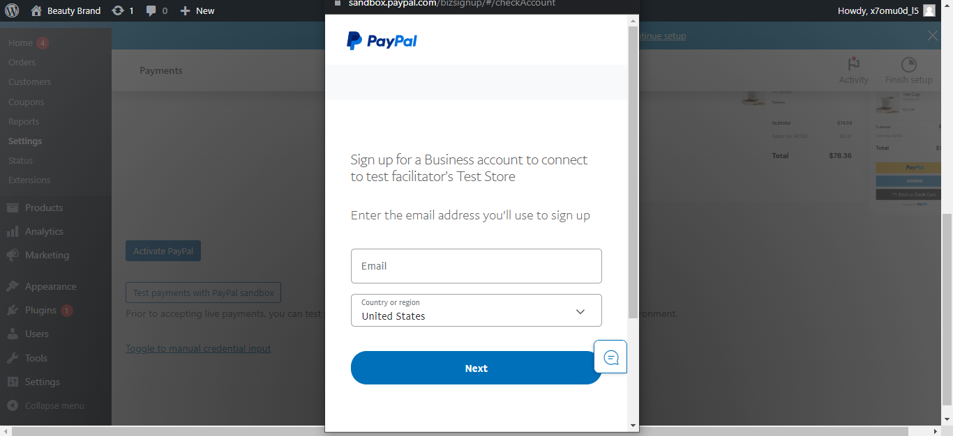 woocommerce guide - paypal account