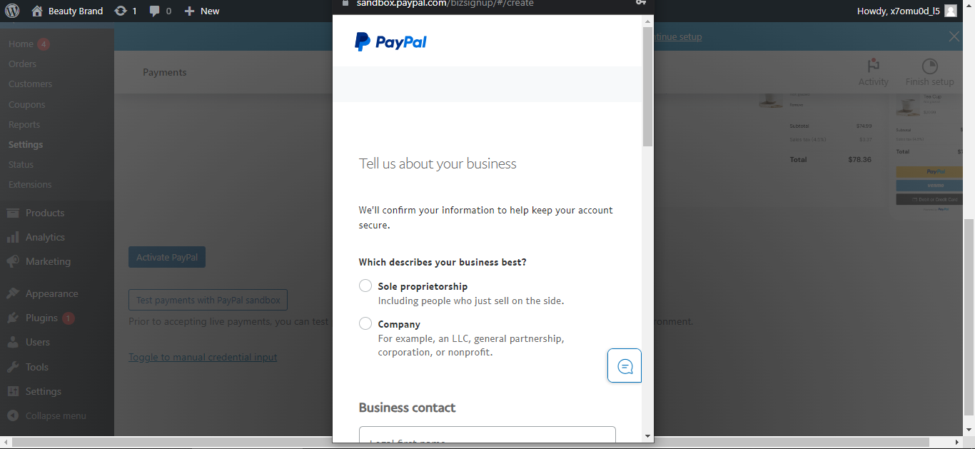 woocommerce guide - paypal account setup