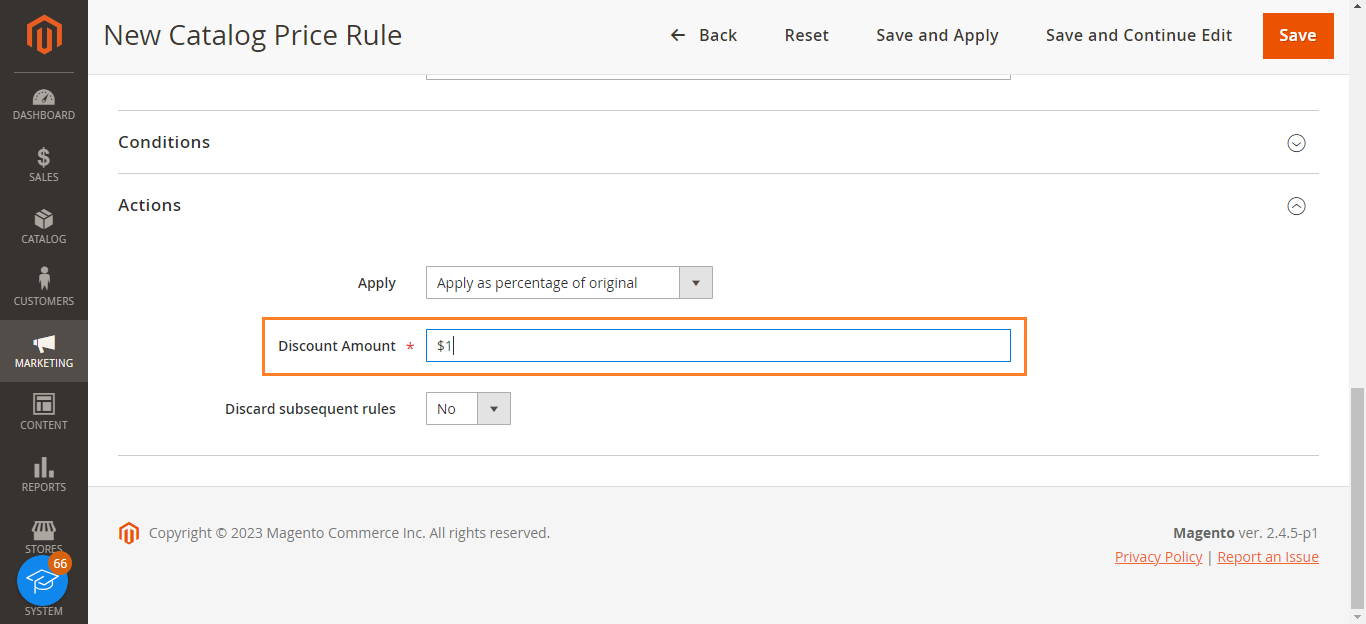 Magento Price Rule - Discount Rate