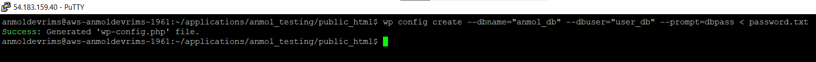 WP-CLI - PuTTY