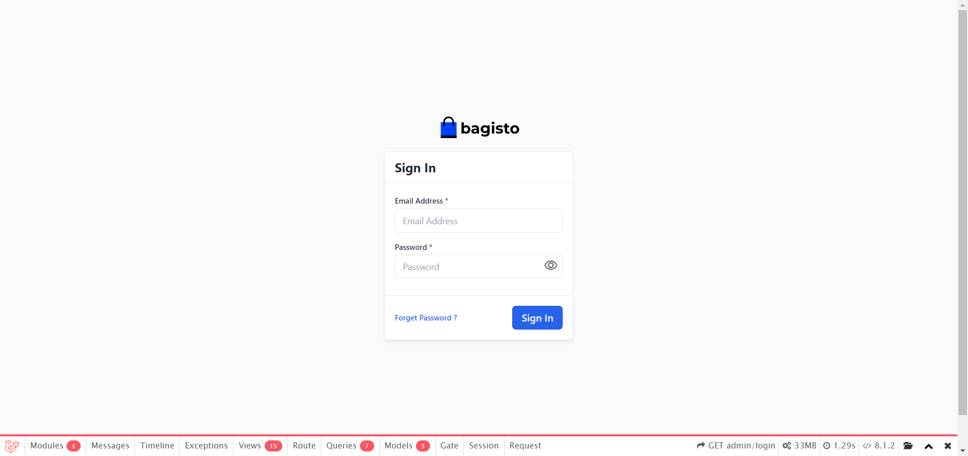 Laravel Ecommerce Website - Bagisto Admin Panel