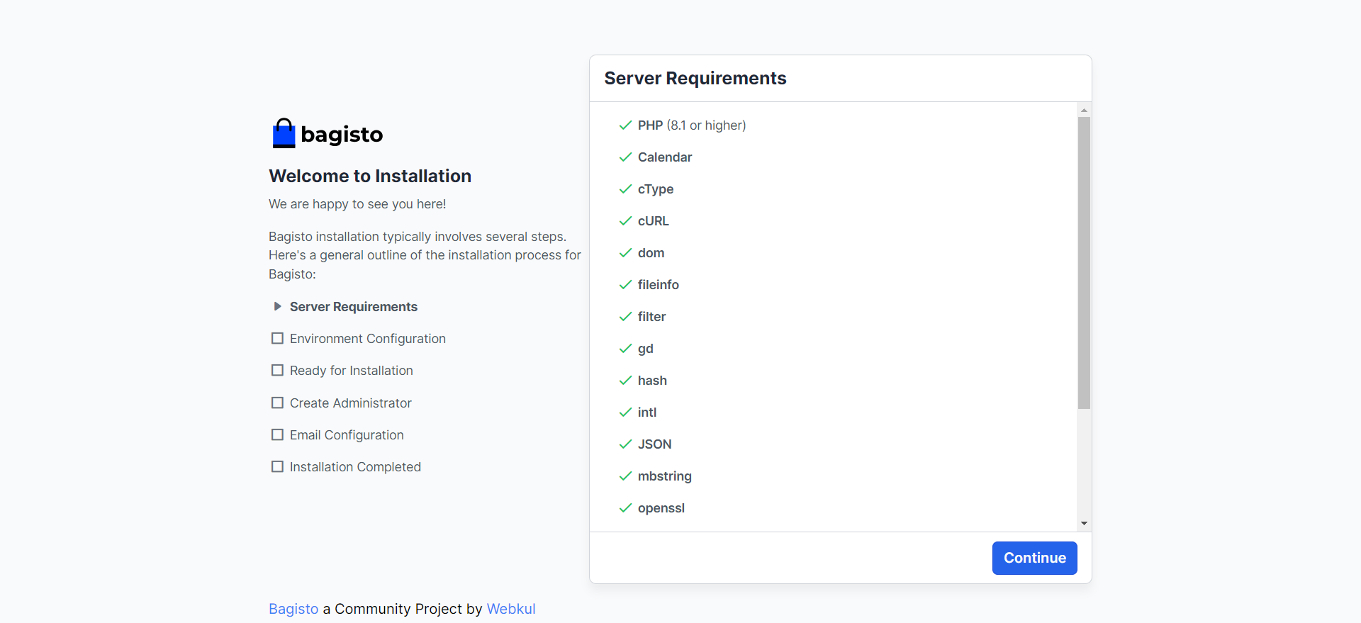 Laravel Ecommerce Website - Bagisto Server Requirements