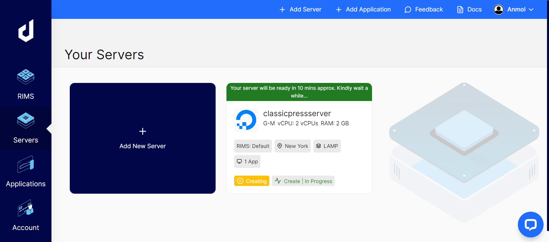 ClassicPress Installation on Cloud - Devrims Dashboard