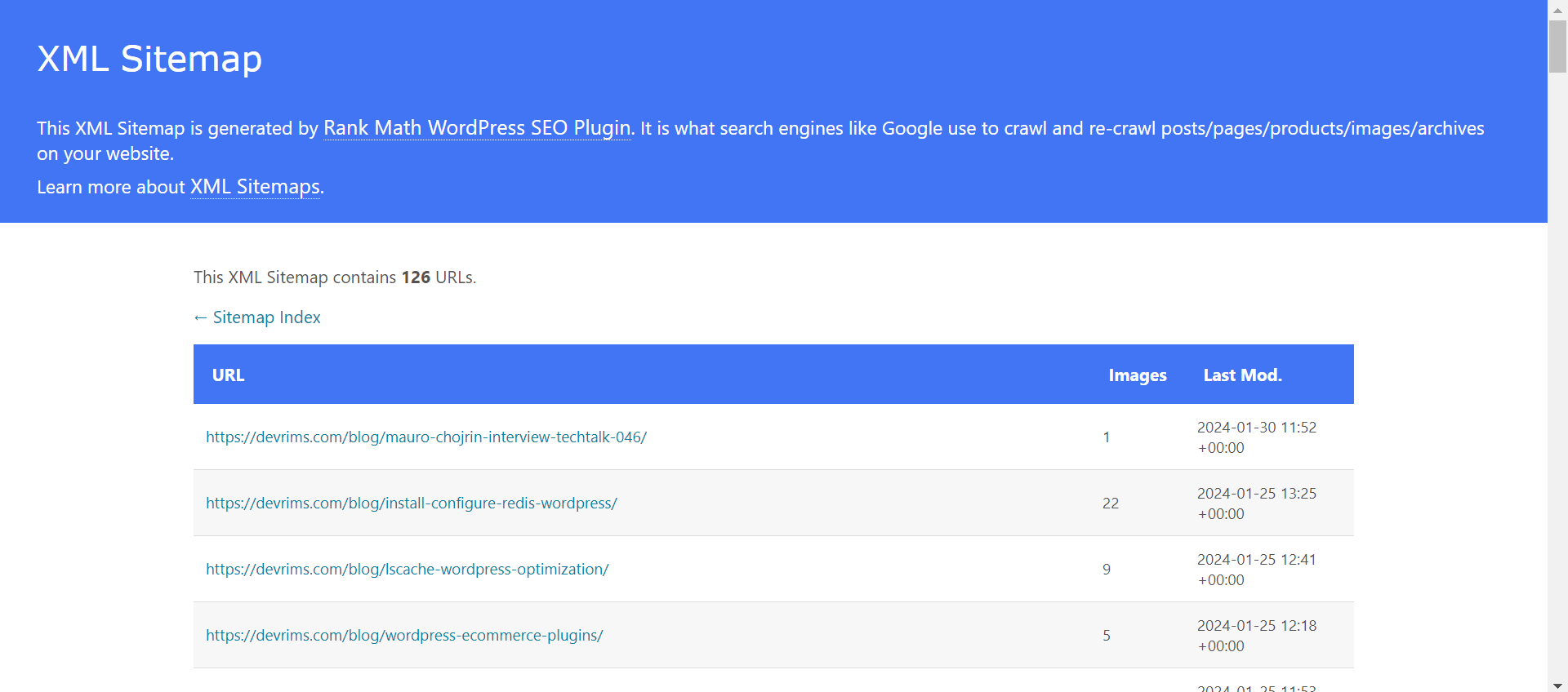 Magento SEO Audit - XML Sitemap Screenshot